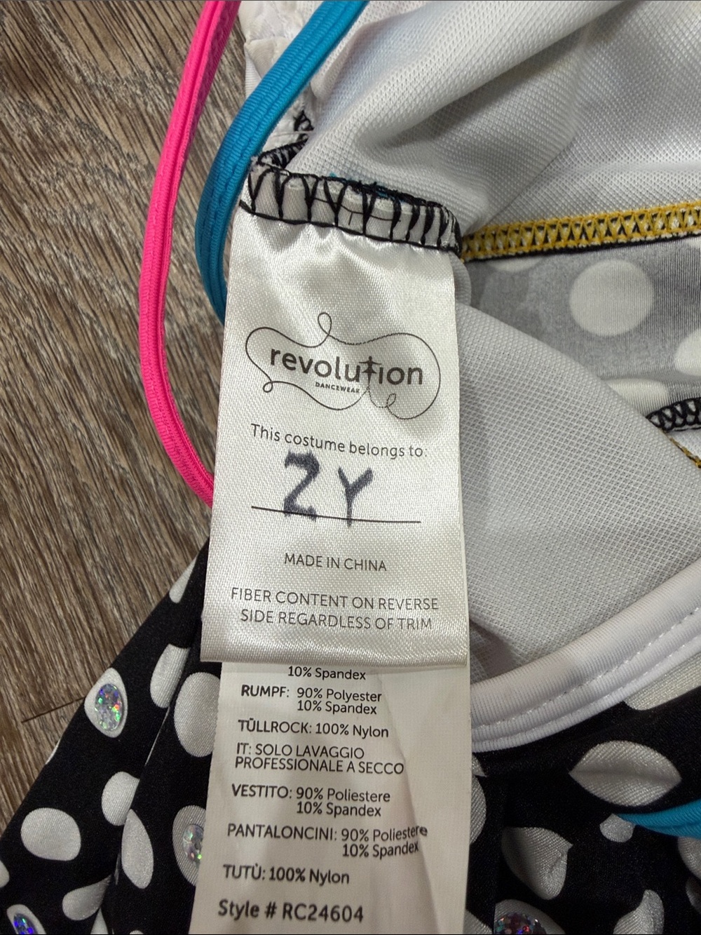 Revolution Dancewear Black Polka Dot Tutu Dance Dress with Neon Trim Size: SA - Picture 4 of 7